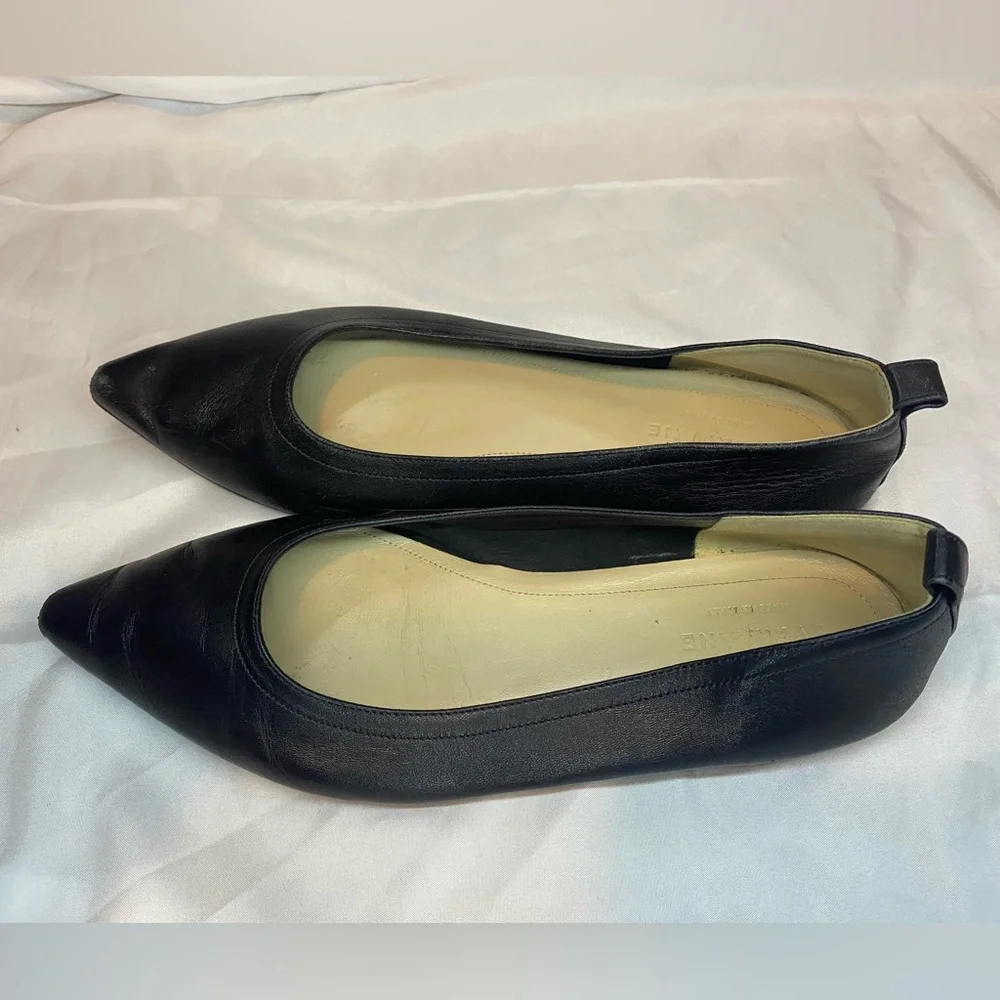 Everlane Black Pointed Leather Flats - Picture 2 of 10